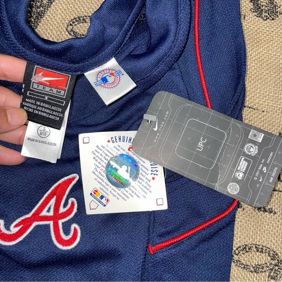 Nike Team NWT! MLB Braves Navy/Red Logo Embroidered V-Neck Tank Top Size S - Picture 5 of 13